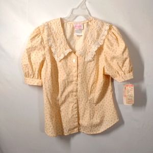 Vintage - Joni Girl - Peach Colored - Button Up Top - Girls Size Large - NWT -.